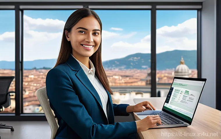 리눅스 자격증 취득 후 성공적인 커리어 개발 - **Prompt 1: "A confident young professional, female, dressed in smart business casual attire (blouse...