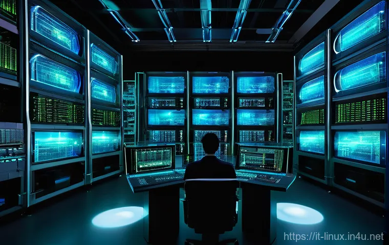 리눅스 필기 시험에서 자주 나오는 주요 이론 정리 - **Prompt: The Pulsating Kernel Core**
    "A vibrant, highly detailed, and futuristic server room ba...