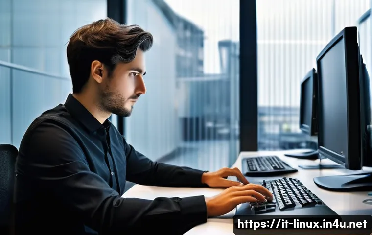 리눅스 실기 시험 대비 효율적인 학습법 - **Terminal Immersion: The Linux Administrator's Flow State**
    A young, gender-neutral Italian pro...